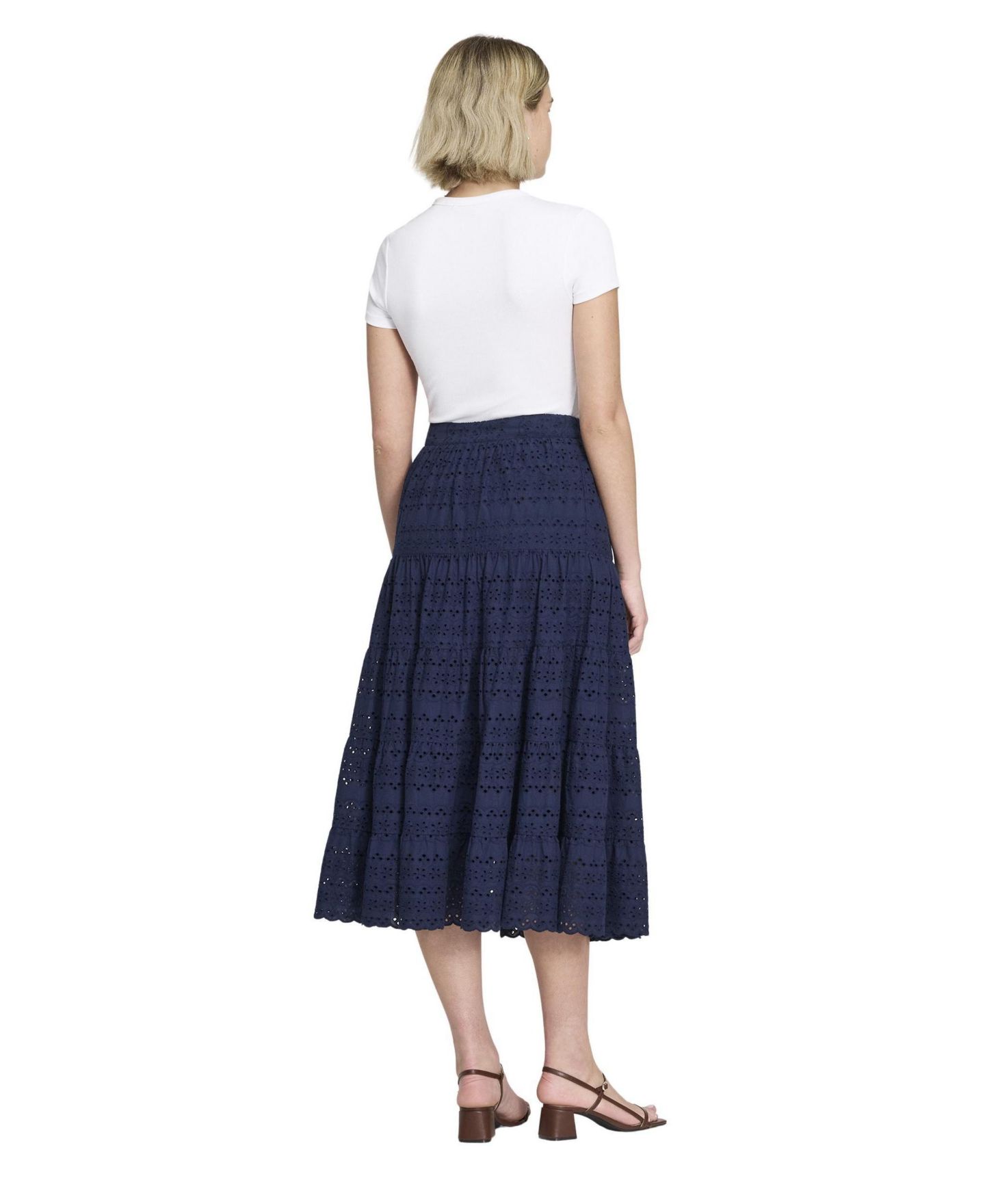 Женская юбка Finery London Siobhan Tiered High-Waisted Midi, цвет: Тёмно-синий — фото 2