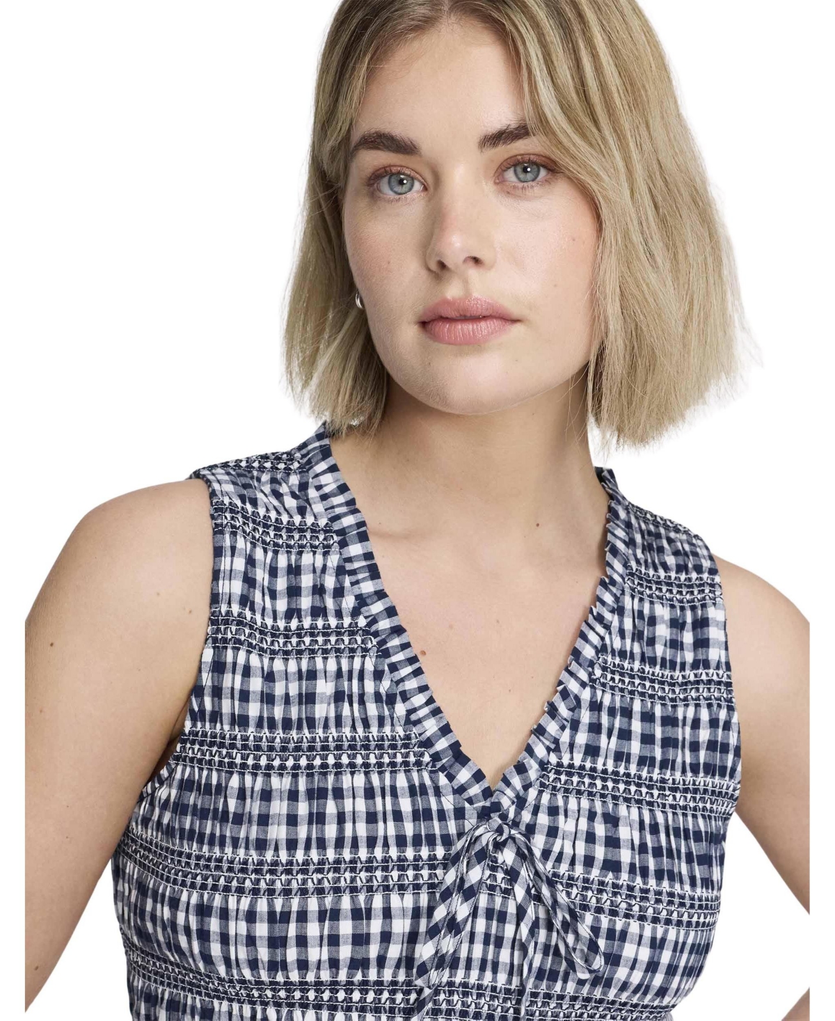 Finery London Women's Hadlee Gingham Shirred Midi Dress