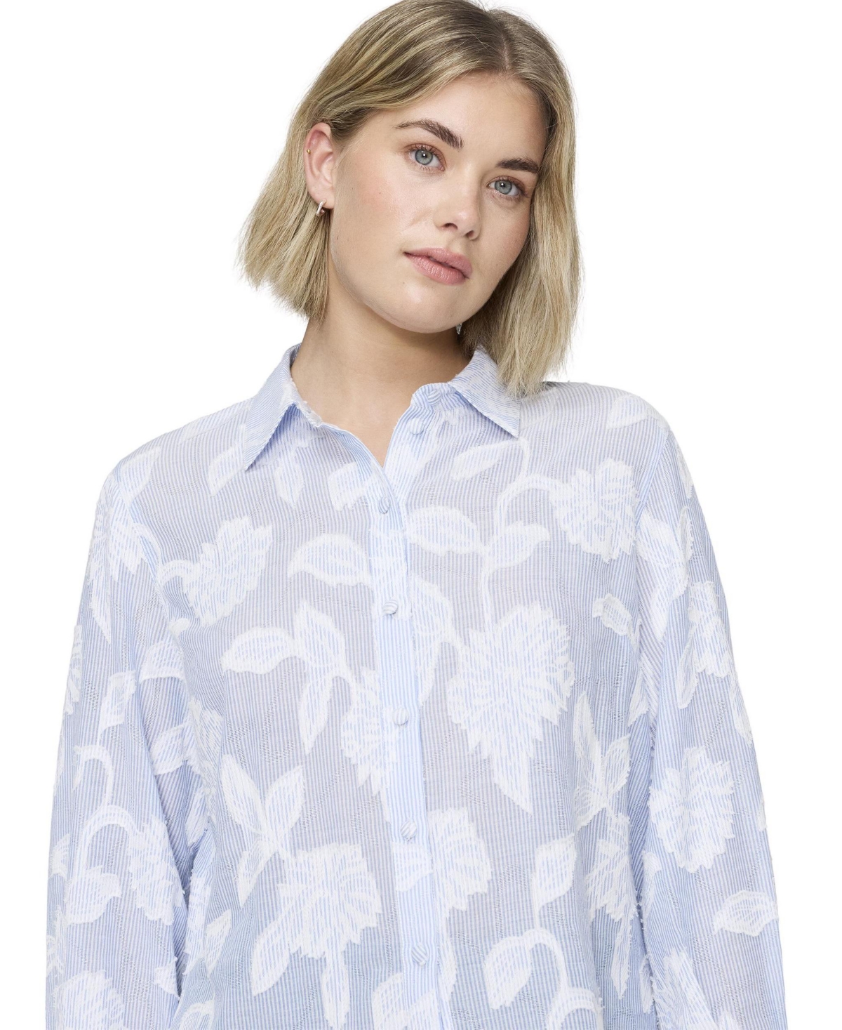 Finery London Women's Heidi Relaxed-Fit Long-Sleeve Floral-Stripe Shirt