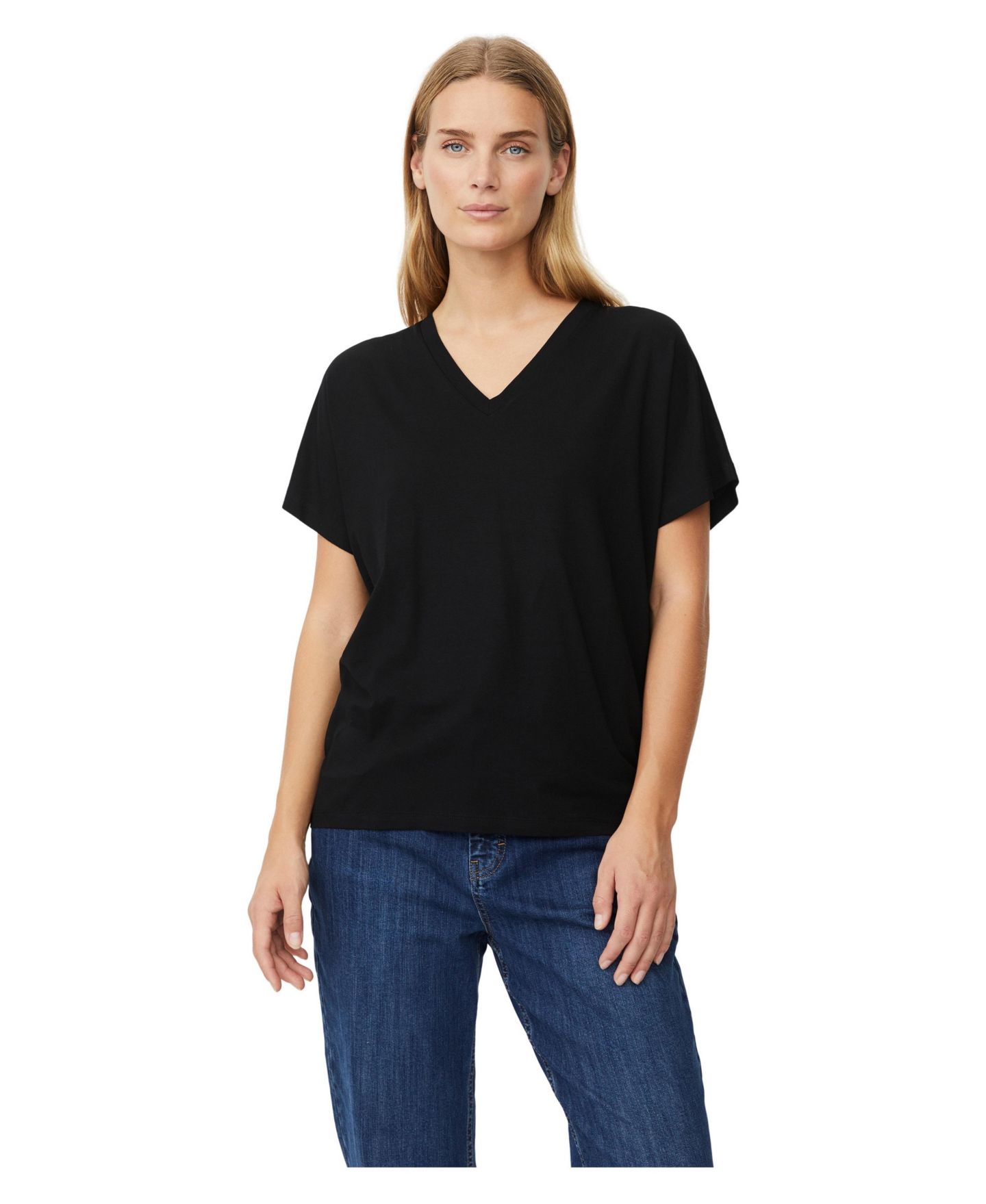 Женская футболка Masai Copenhagen V-Neck Relaxed, цвет: Чёрный — фото 1