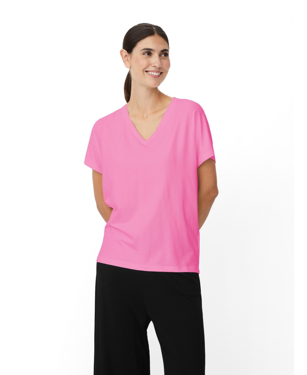 Masai Copenhagen Women's MaBadu V-Neck Short Sleeve T-Shirt - Fuchsia pink