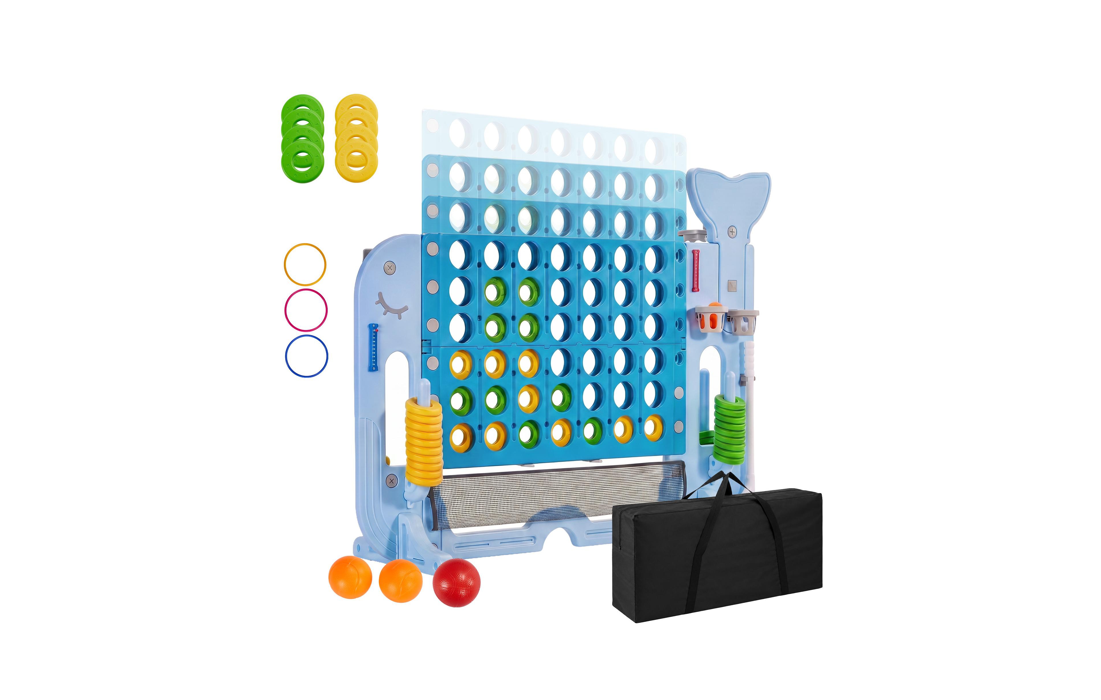 Sugift 4-in-1 Connect Game, Adjustable-Height Outdoor Toy Set, 52.4"H x 18.5"W, Ages 3+