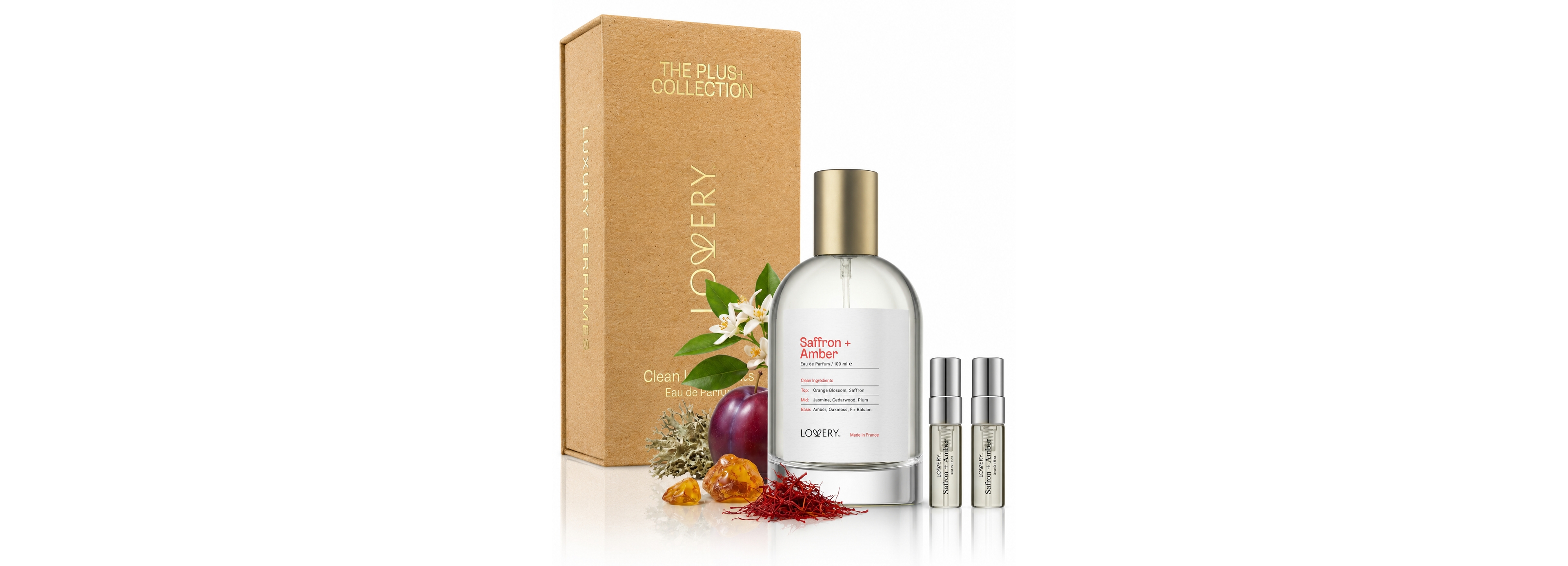 Lovery Saffron + Amber 3pc Perfume Gift Set - 3.4fl oz Womens Fragrance Spray with 2 Travel Size Mini Perfumes