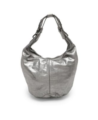Women's Monogram Embossed Metallic Leather Hobo Bag
