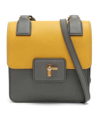 Saffiano Leather Color Flap Crossbody Bag