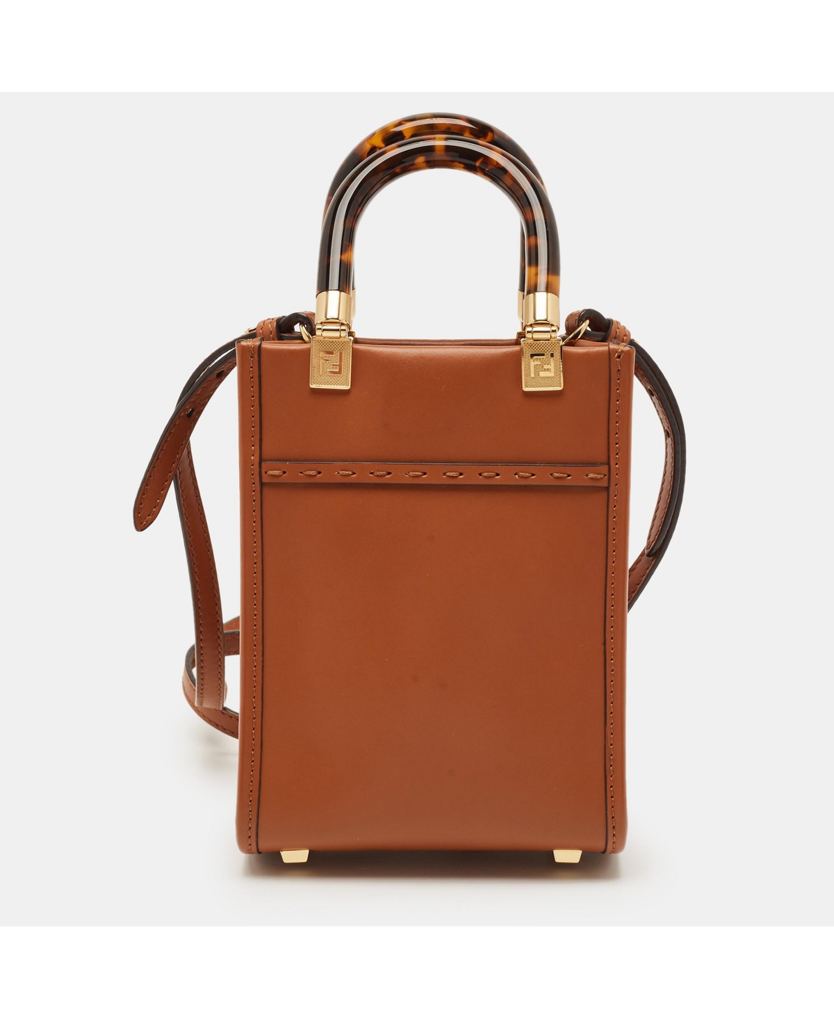 Pre-Owned Fendi Women's Sunshine Mini Leather Tote with Tortoiseshell Handles