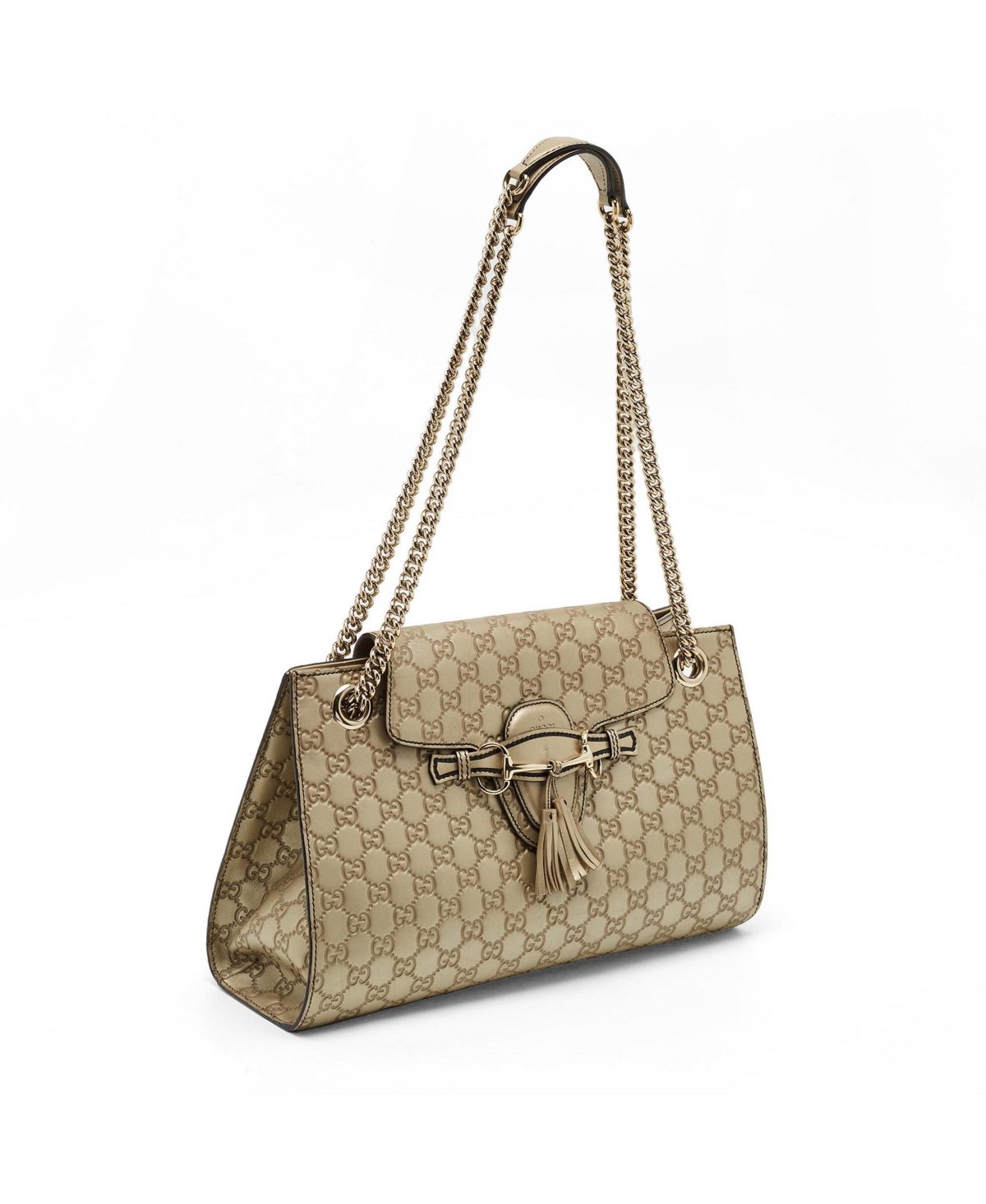 Pre-Owned Gucci Women's Emily Large Gucci Sima Leather Chain Shoulder Bag