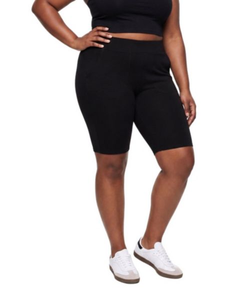 Женские шорты Torrid Plus Size High-Waisted 4-way Stretch Bike Shorts with Pockets, 11" Inseam, цвет: Глубокий чёрный