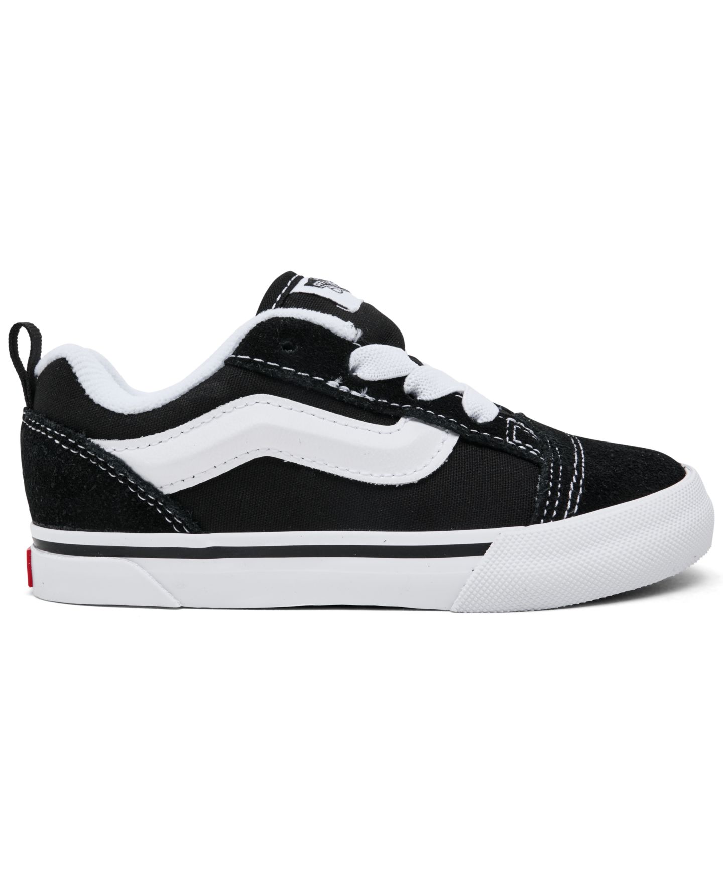 Детские замшевые низкие кеды Vans Knu Skool с мягким языком и воротником, Finish Line, цвет: Чёрный / Белый — фото 2
