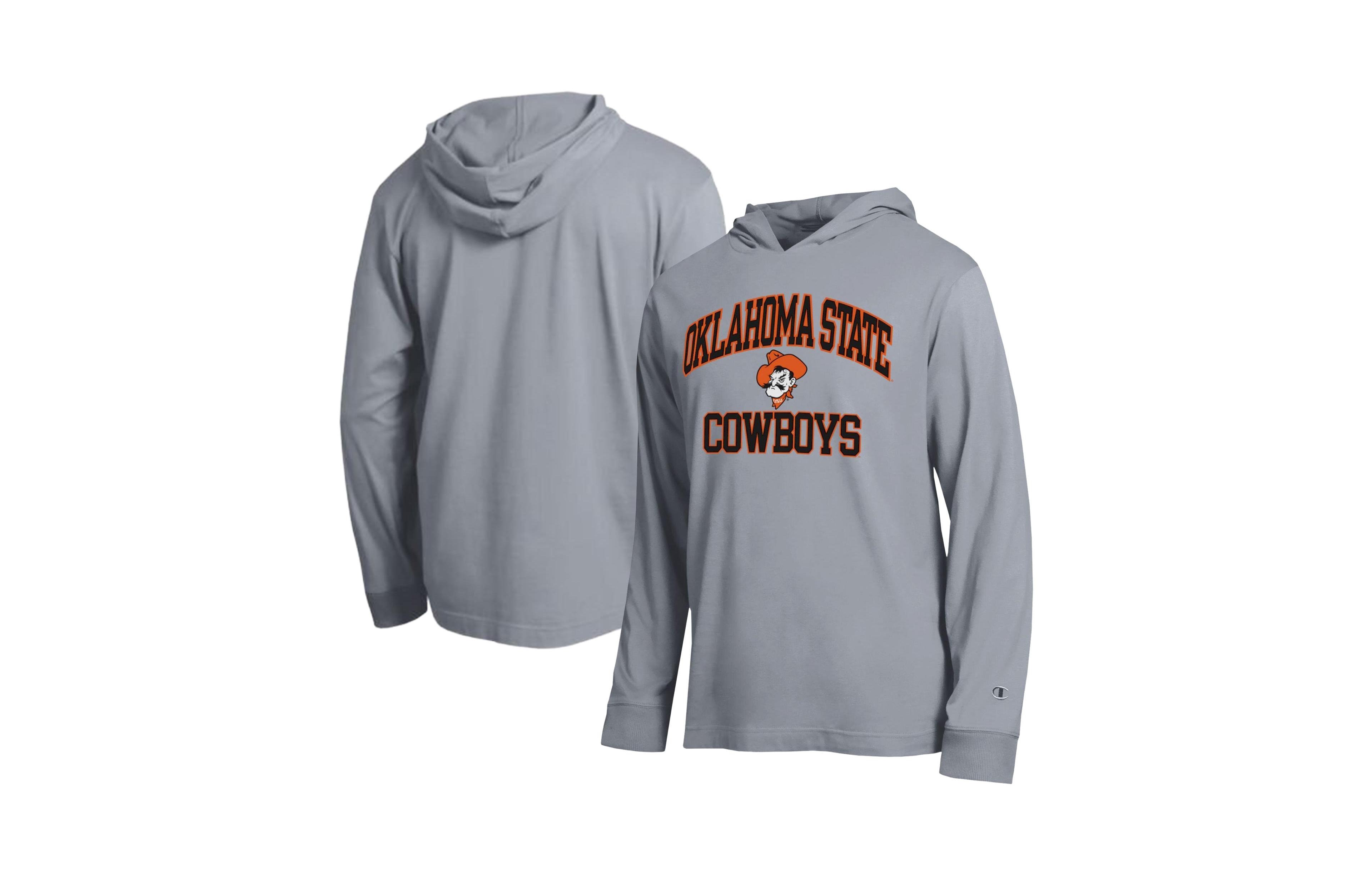 Champion Men's Heather Gray Oklahoma State Cowboys High Motor All-Star Long Sleeve Hooded Sweatshirt