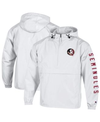Men's White Florida State Seminoles Cloud Packable Half-Zip Hooded Jacket