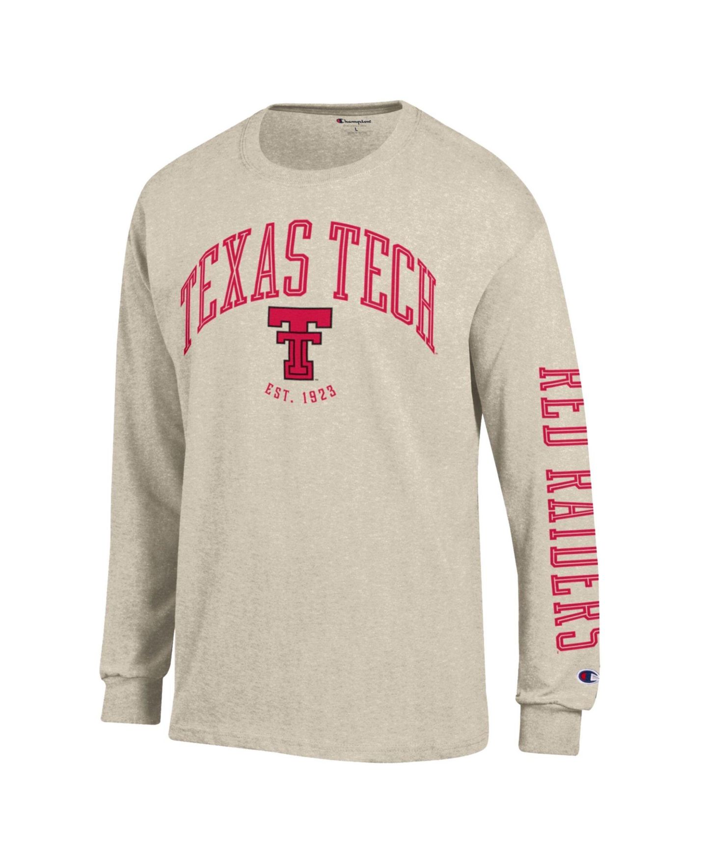 Мужская футболка Champion Heather Oatmeal Texas Tech Red Raiders Neutral Arch Long-Sleeve — фото 3
