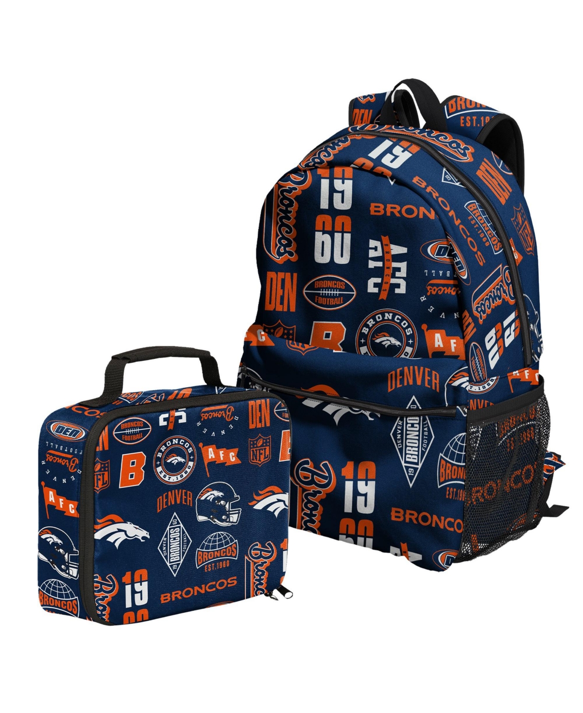 Outerstuff Denver Broncos Backpack And Lunchbox Set In Navy