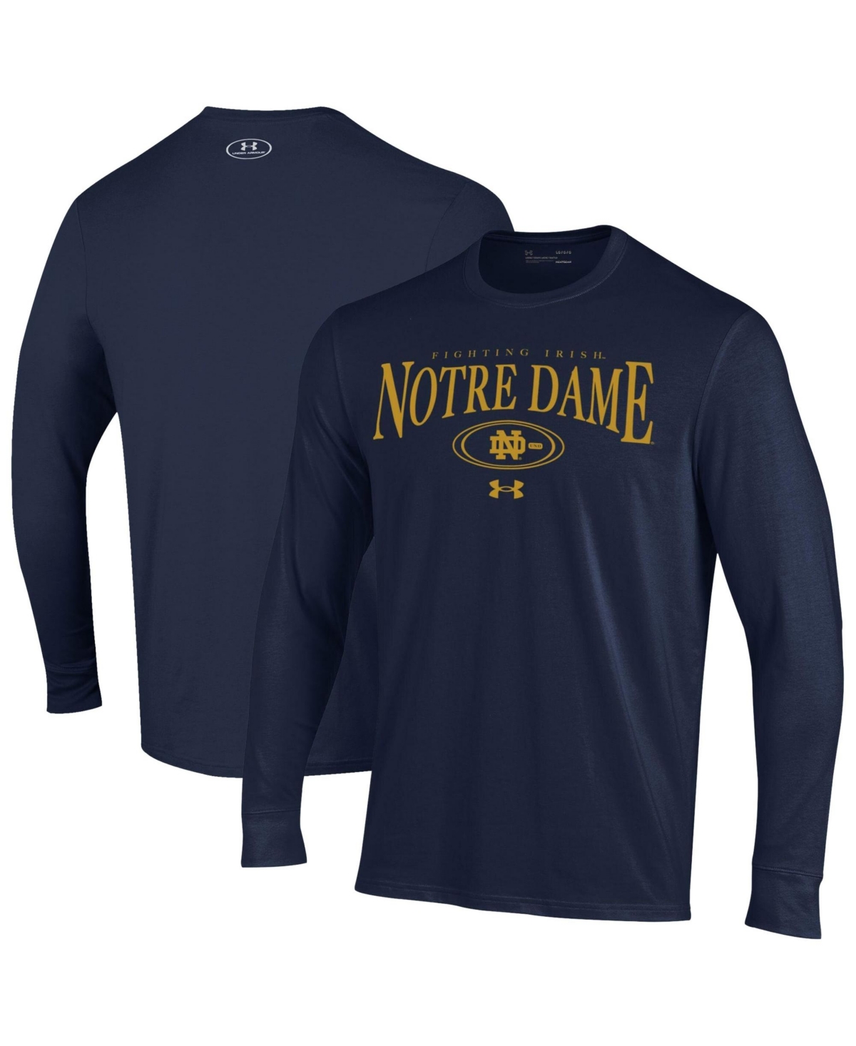 Under Armour Men's Navy Notre Dame Fighting Irish 2026 Sideline Performance Cotton Long Sleeve T-Shirt - Navy