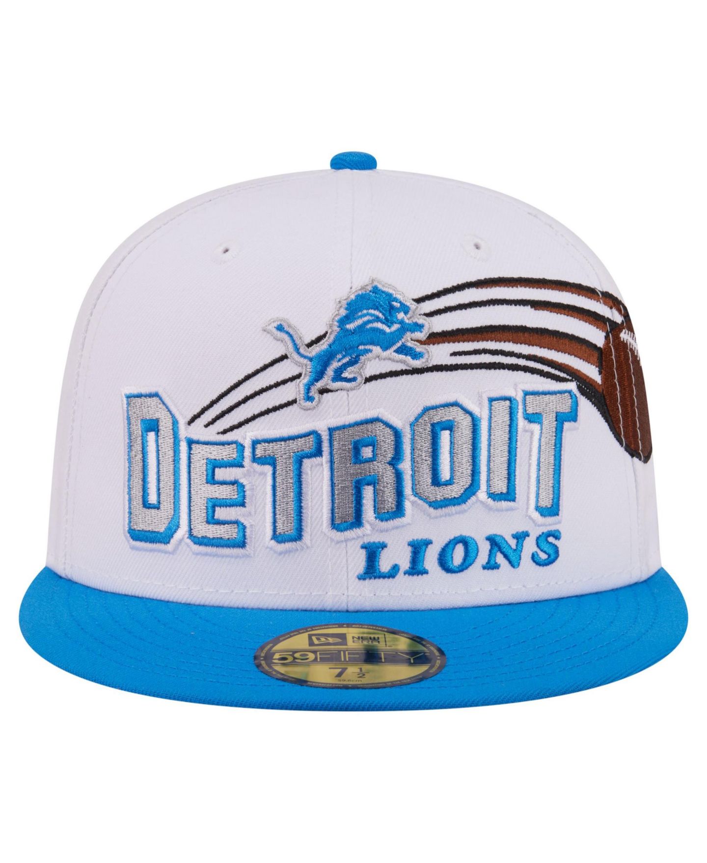 Мужская кепка New Era White/Blue Detroit Lions Retro Swoop 59FIFTY Fitted Hat — фото 7