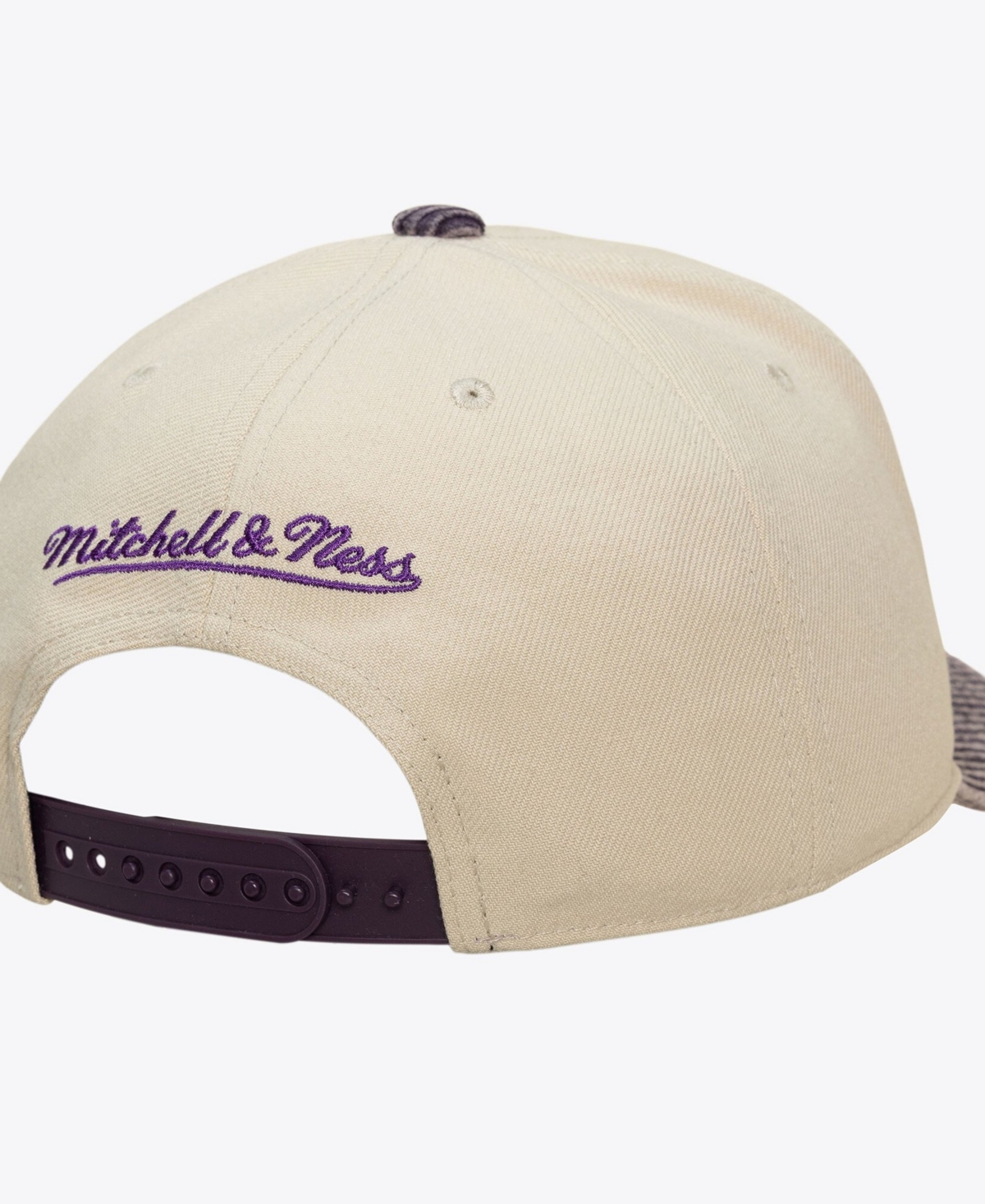 Mitchell & Ness Men's Cream/Purple Utah Jazz Washed Corduroy Pro Crown Snapback Hat