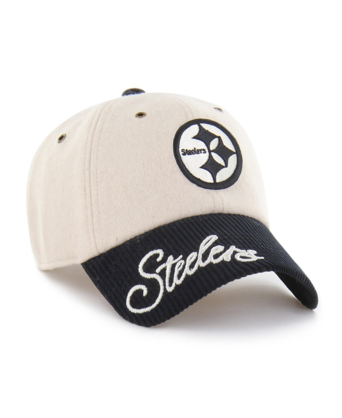 '47 Brand Women's Natural/Black Pittsburgh Steelers Rope Script Clean Up Adjustable Hat - Natural, Black
