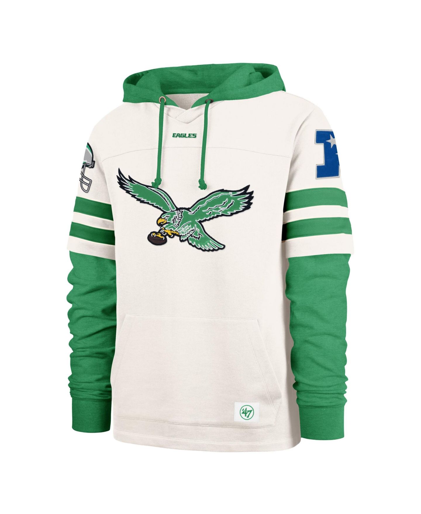 Мужские худи '47 Brand Cream Philadelphia Eagles Split Zone Cornerback Duo Lacer — фото 3