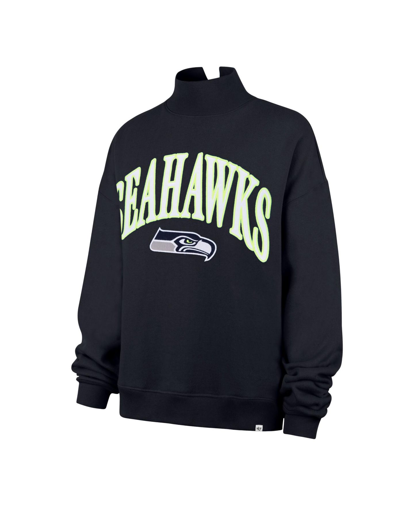 Женский свитшот '47 Brand Seattle Seahawks Vantage Mock-Neck Oversized Cropped Sweatshirt — фото 3