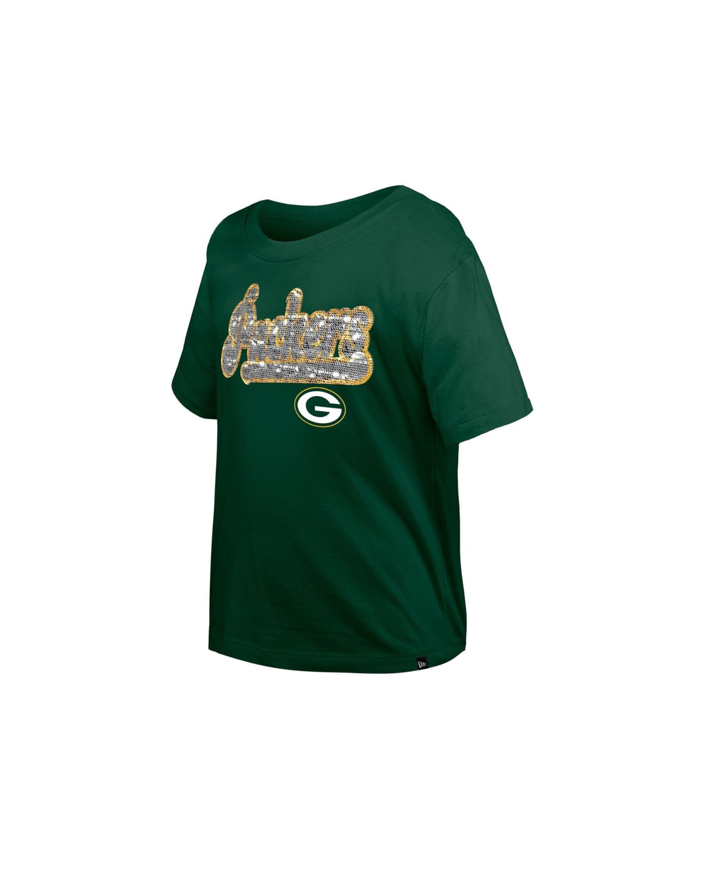 Футболка New Era Green Bay Packers Flip Sequin Boxy для девочек — фото 2