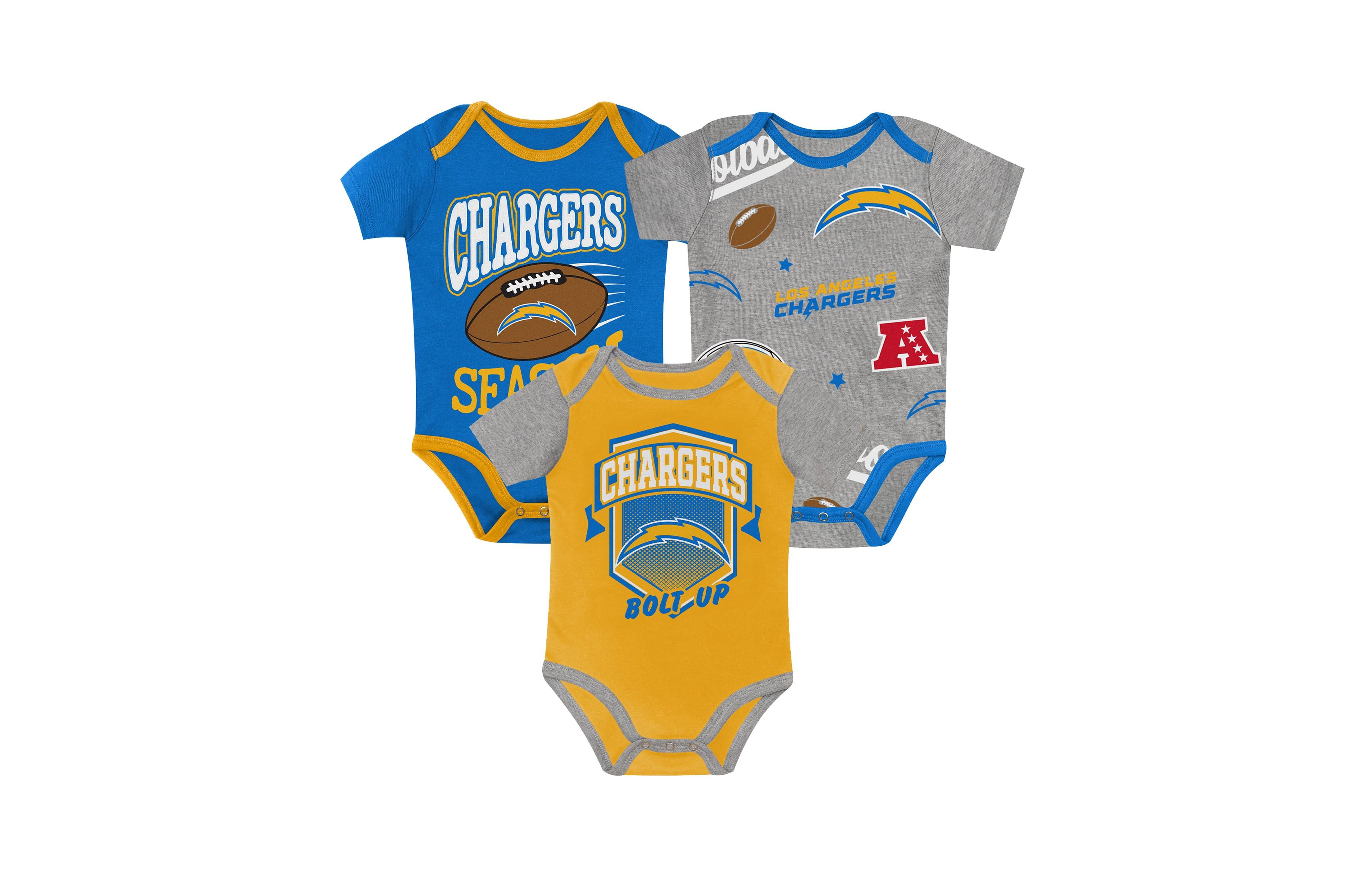 Outerstuff Baby Boys' and Girls' Los Angeles Chargers First Round Pick Short-Sleeve 3-Piece Bodysuit Set