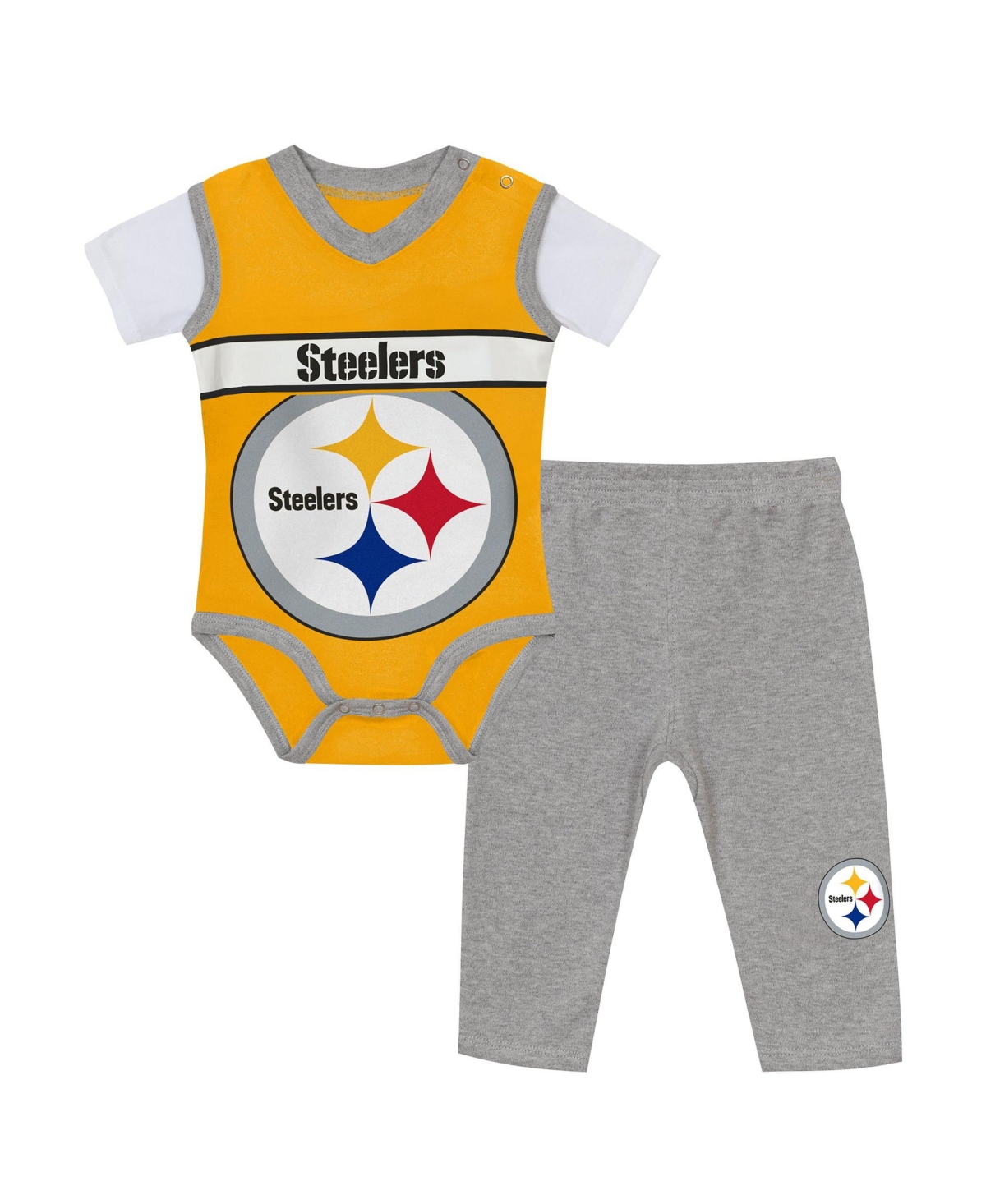 Outerstuff Baby Boys' and Girls' Pittsburgh Steelers Jersey Screen-Printed Bodysuit Pants Set