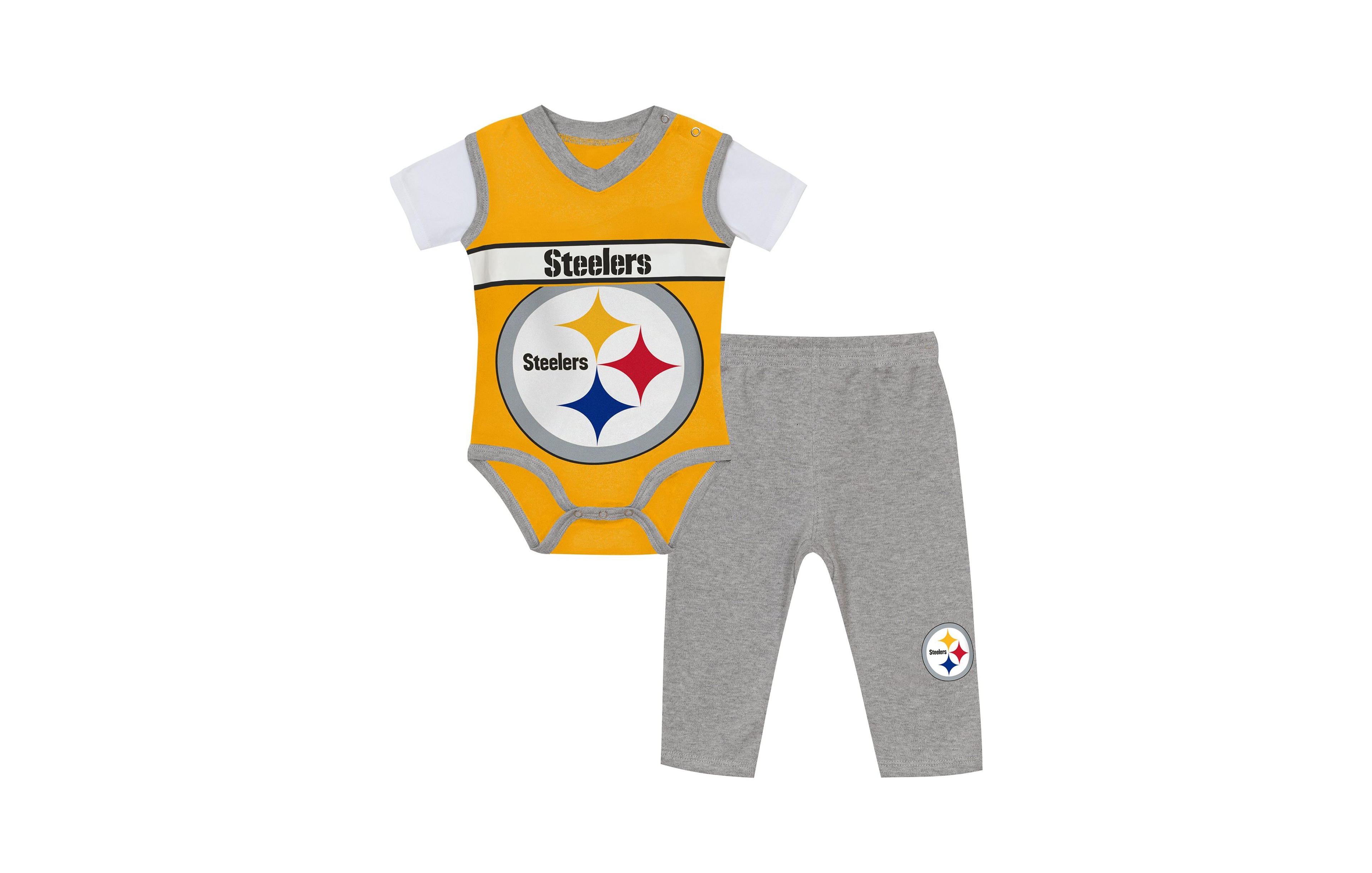 Outerstuff Baby Boys' and Girls' Pittsburgh Steelers Jersey Screen-Printed Bodysuit and Pants Set