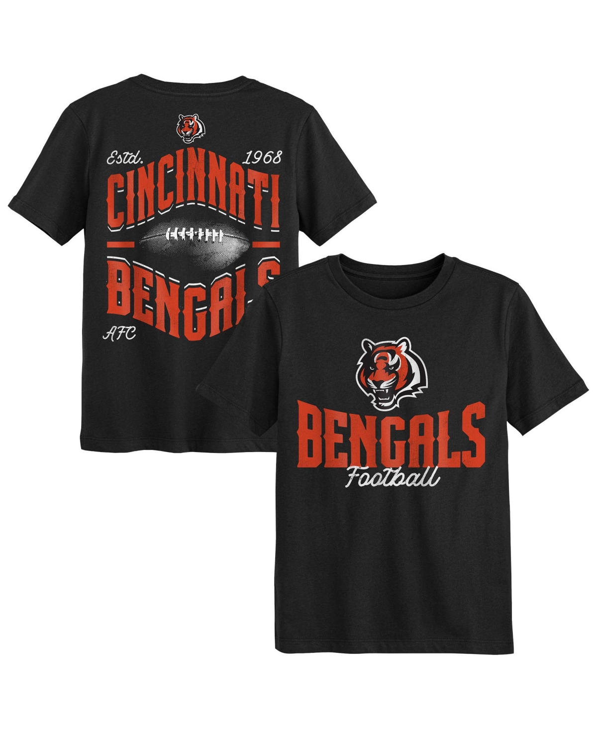 Outerstuff Boys' and Girls' 2T-5T Top Pick Cincinnati Bengals Distressed Crewneck T-Shirt - Black