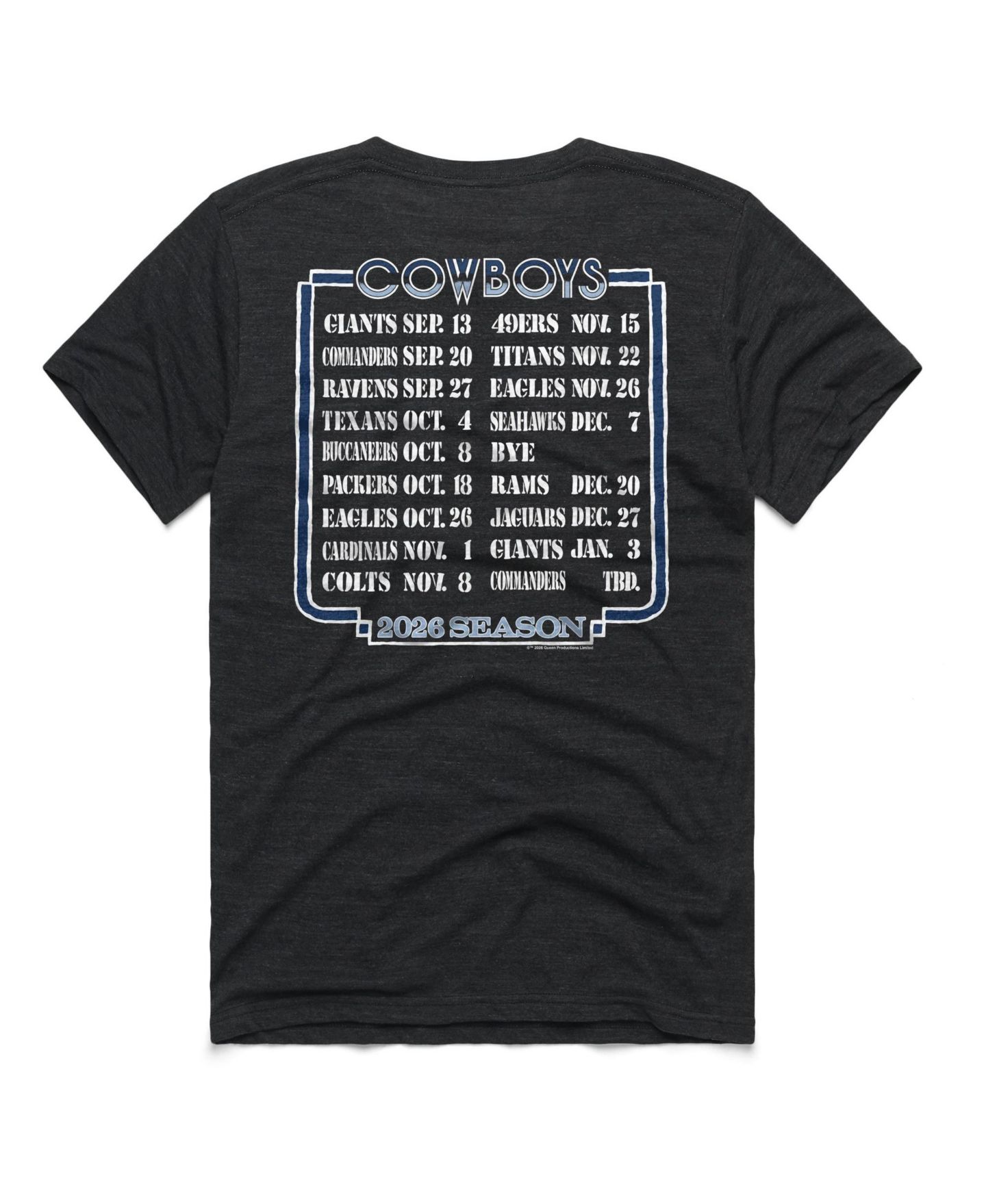 Футболка Homage Dallas Cowboys 2026 NFL Schedule Relaxed-Fit Queen — фото 2