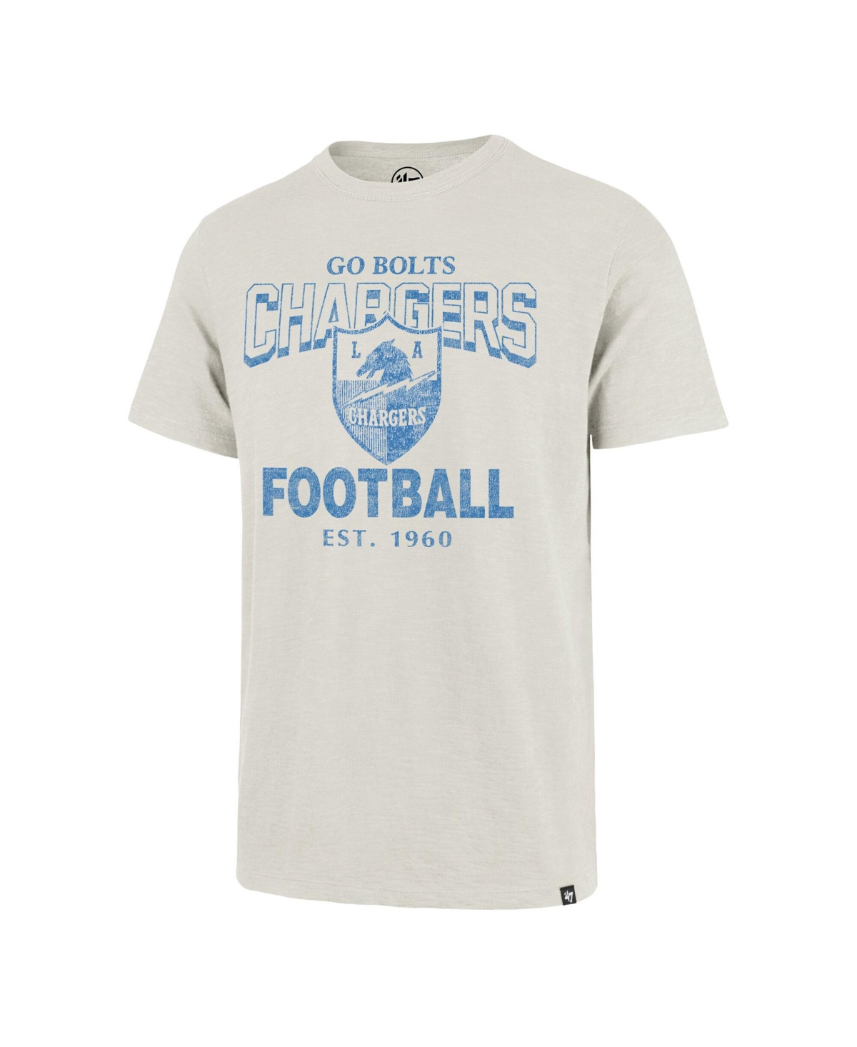 '47 Brand Men's Natural Los Angeles Chargers Head On Scrum Slub T-Shirt