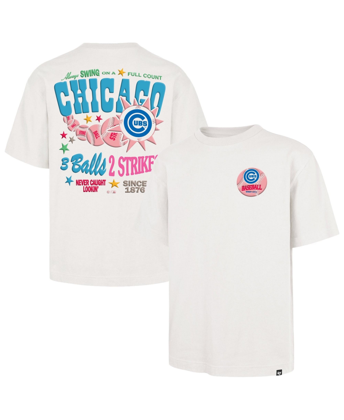 47 Brand Men's And Women's Chicago Cubs Chuck Screen-print Classic Fit T-shirt In Cream