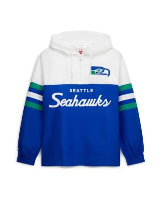 Men's Royal Seattle Seahawks Head Coach Anorak Quarter-Zip Windbreaker Jacket