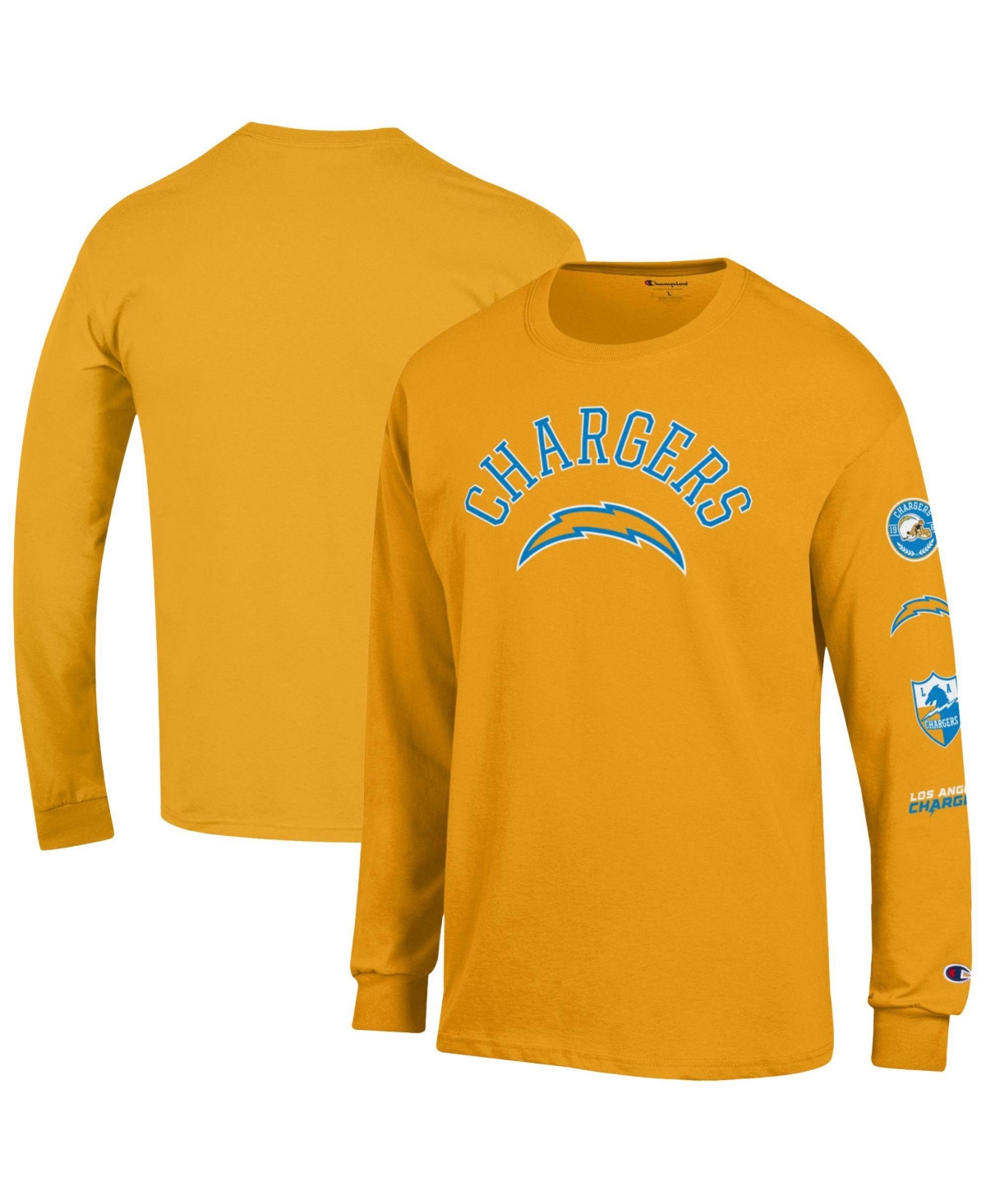 Champion Men's Los Angeles Chargers Seal Long-Sleeve Cotton T-Shirt - Gold
