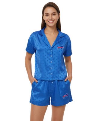 Women's Buffalo Bills Wink Dot Satin Jacquard Polka-Dot Button-Up Shirt and Shorts Set