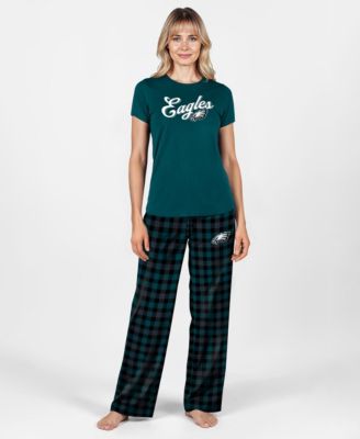 Women's Philadelphia Eagles Highland Sleep Set Short-Sleeve Plaid T-Shirt and Pants Set