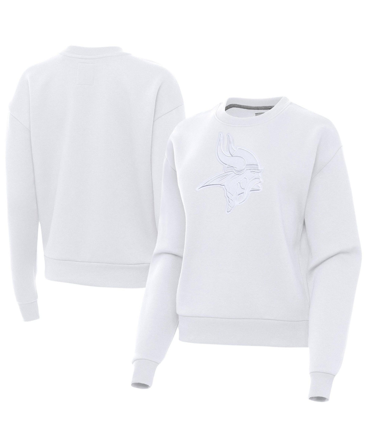 Antigua Women's Minnesota Vikings Victory Dropped-Shoulder Pullover Sweatshirt - White