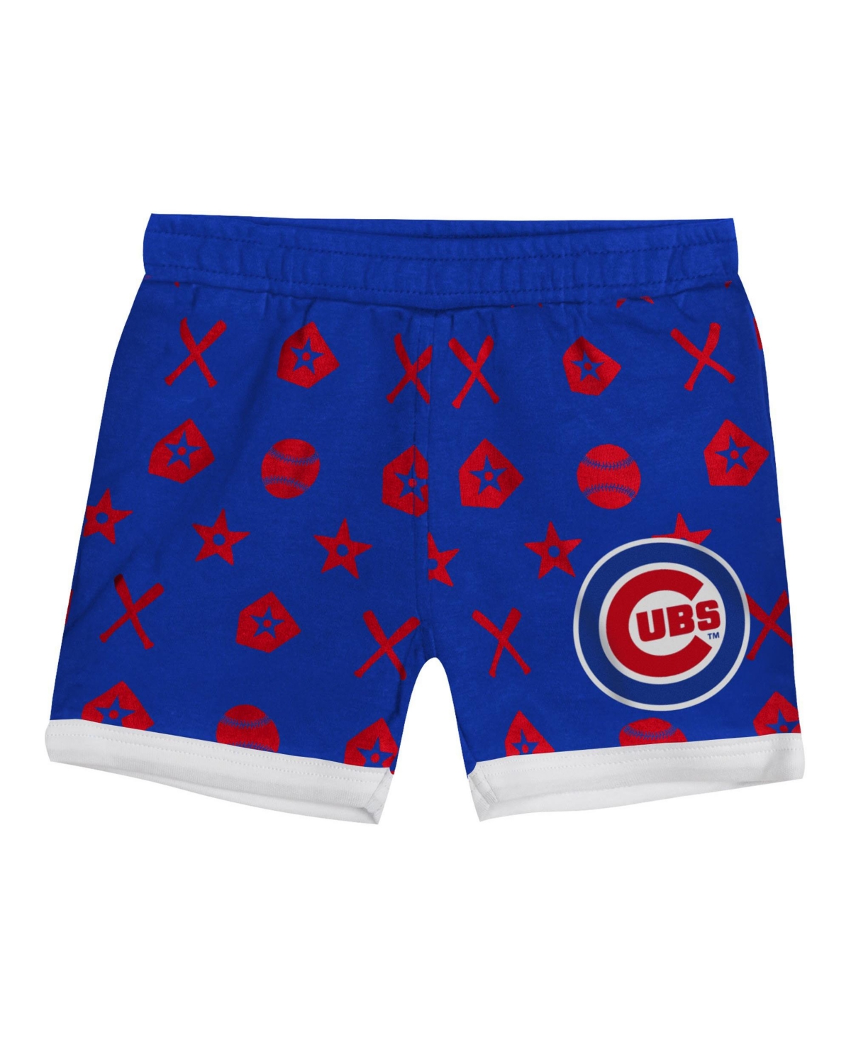 Outerstuff Baby Boys' and Girls' Chicago Cubs On Deck Short-Sleeve Screen Print Bodysuit Shorts Set