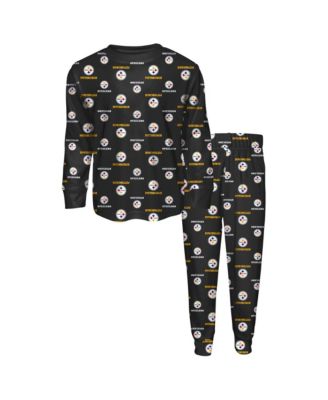 Boys' and Girls' 2T-5T Pittsburgh Steelers Long-Sleeve All-Over-Print T-Shirt and Pants, 2-Piece Set