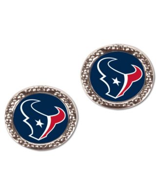 Silver-Tone Houston Texans Round Post Earrings