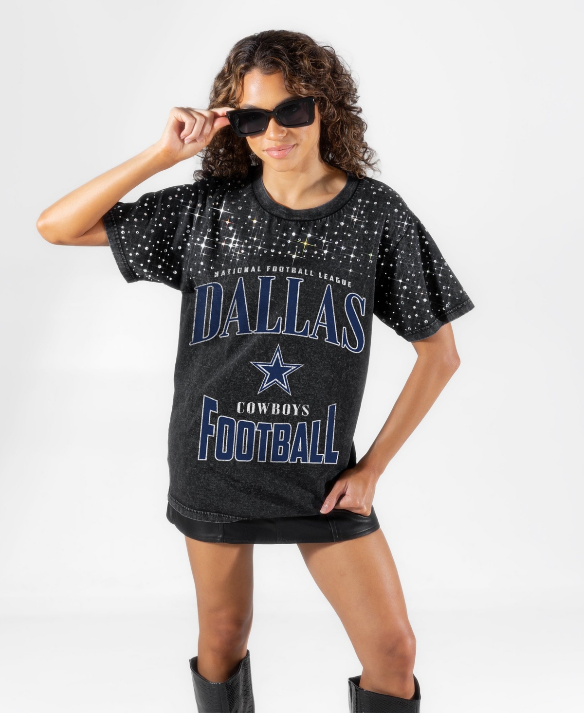 Gameday Couture Women's Dallas Cowboys the Zone Washed Micro Rhinestone T-Shirt