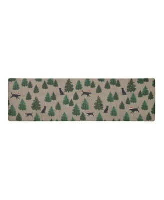 Dogs and Christmas Trees Non-Slip Kitchen Mat, 17.5" x 60"