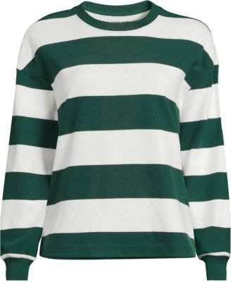 Plus Size Long-Sleeve Breton-Stripe Relaxed-Fit T-Shirt
