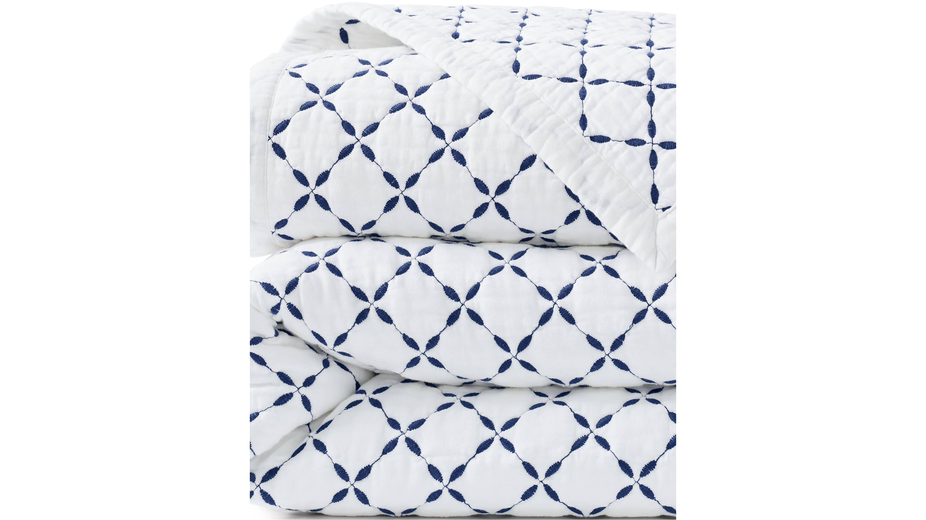 Lands' End Embroidered Diamond Double Voile Quilt