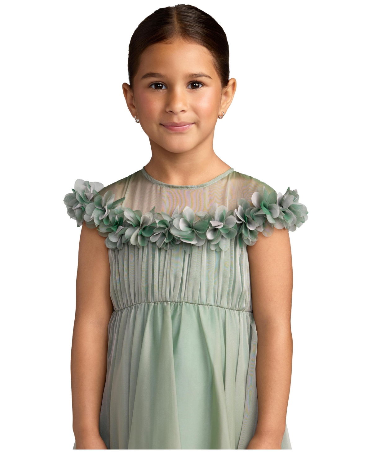 Mac Duggal Big Girls Floral Applique Chiffon A-Line Dress