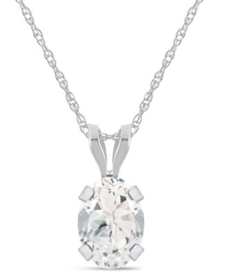 Pendant Necklace in 10k White Gold (Available in White Topaz, Pink Topaz, Blue Topaz, Peridot, Garnet, Citrine, Black Onyx, Aquamarine, and Amethyst)
