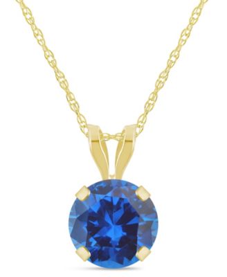 Lab-Grown Sapphire (1 ct. t.w.) Pendant Necklace in 10k Yellow Gold (Also available in Lab-Grown Ruby, Opal, and Emerald)