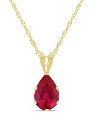 Lab-Grown Emerald (5/8 ct. t.w.) Pendant Necklace in 10k Yellow Gold (Also available in Lab-Grown Opal, Ruby, and Sapphire)