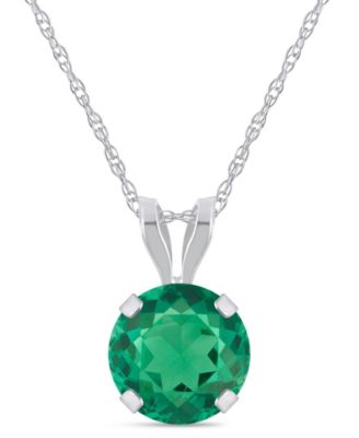 Lab-Grown Emerald (3/4 ct. t.w.) Pendant Necklace in 10k White Gold (Also available in Lab-Grown Opal, Ruby, and Sapphire)