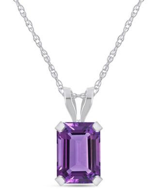 Pendant Necklace in 10k White Gold (Available in Amethyst, White Topaz, Pink Topaz, Blue Topaz, Peridot, Garnet, Citrine, Black Onyx, and Aquamarine) 