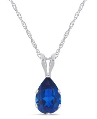 Lab-Grown Pendant Necklace in 10k White Gold (Available in Lab-Grown Emerald, Sapphire, Ruby, and Opal)